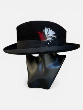 Vintage Stetson Sovereign Feather Fedora Henry The Hatter Detroit Size 7